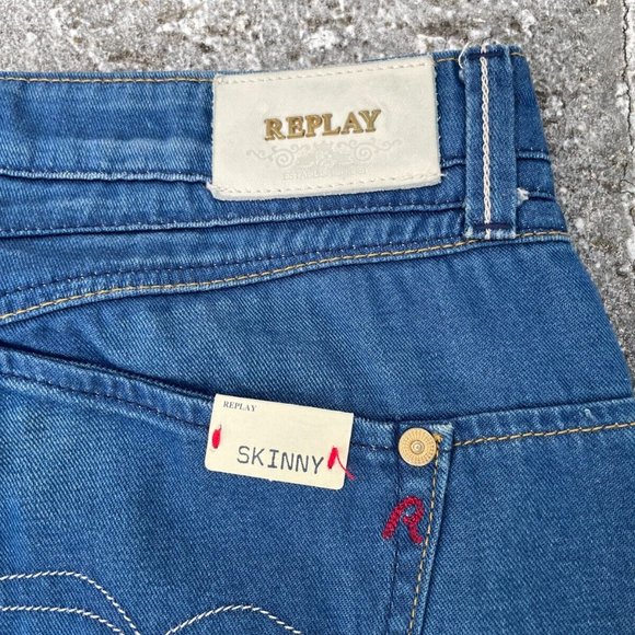 Replay Women Jeans Blue Skinny TRACEEMAN Cotton Denim Jean Size 28(30X32) $180 - Picture 9 of 9